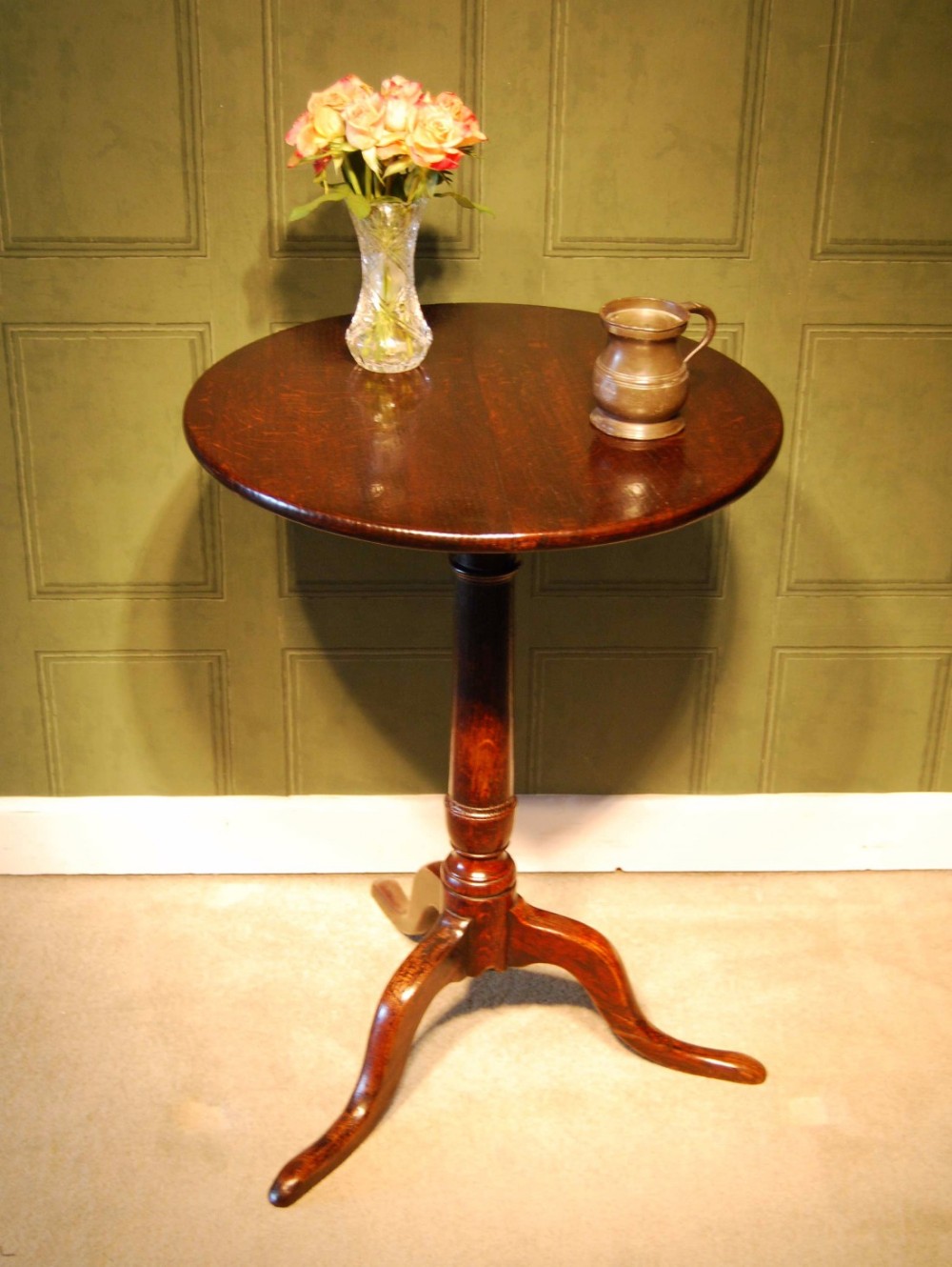 George III period Oak tripod wine table