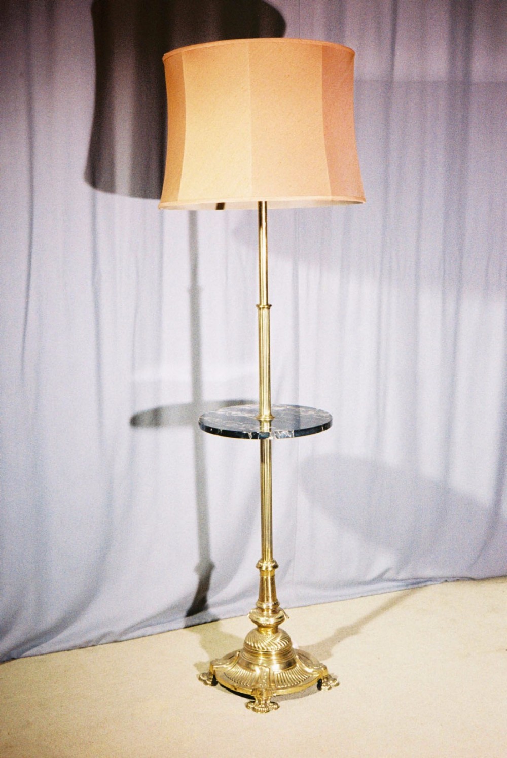 Mid 19th Century brass adjustable standard lamp with marble platform