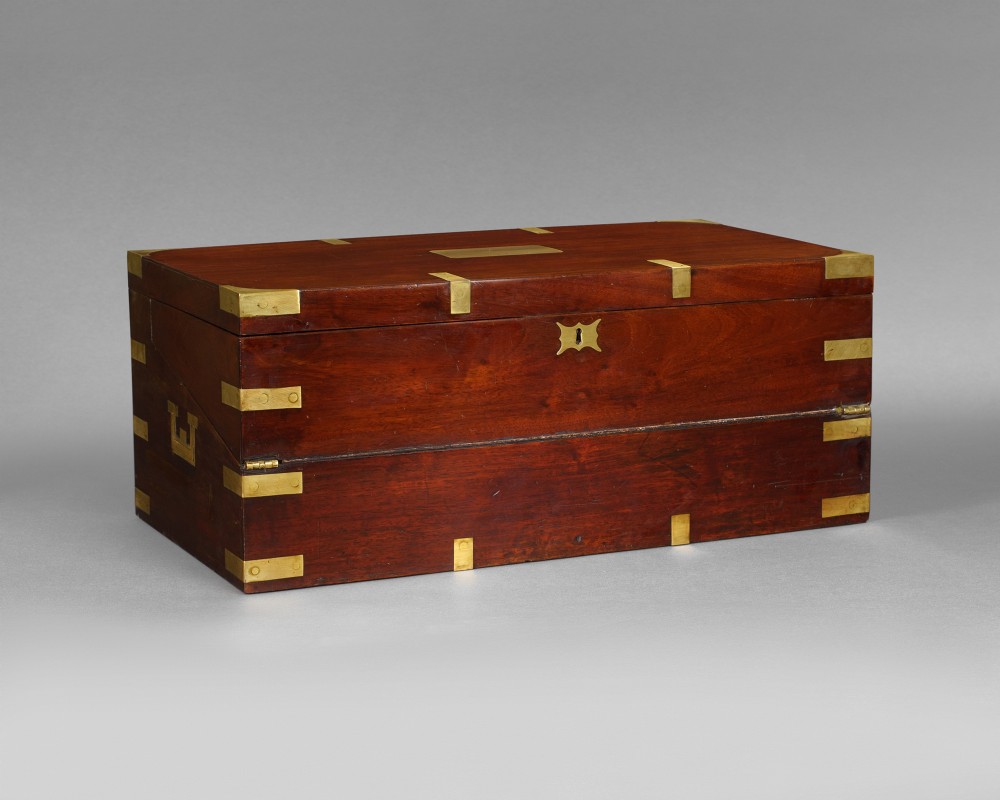 Regency Mahogany and Brass Bound Campaign Writing Slope