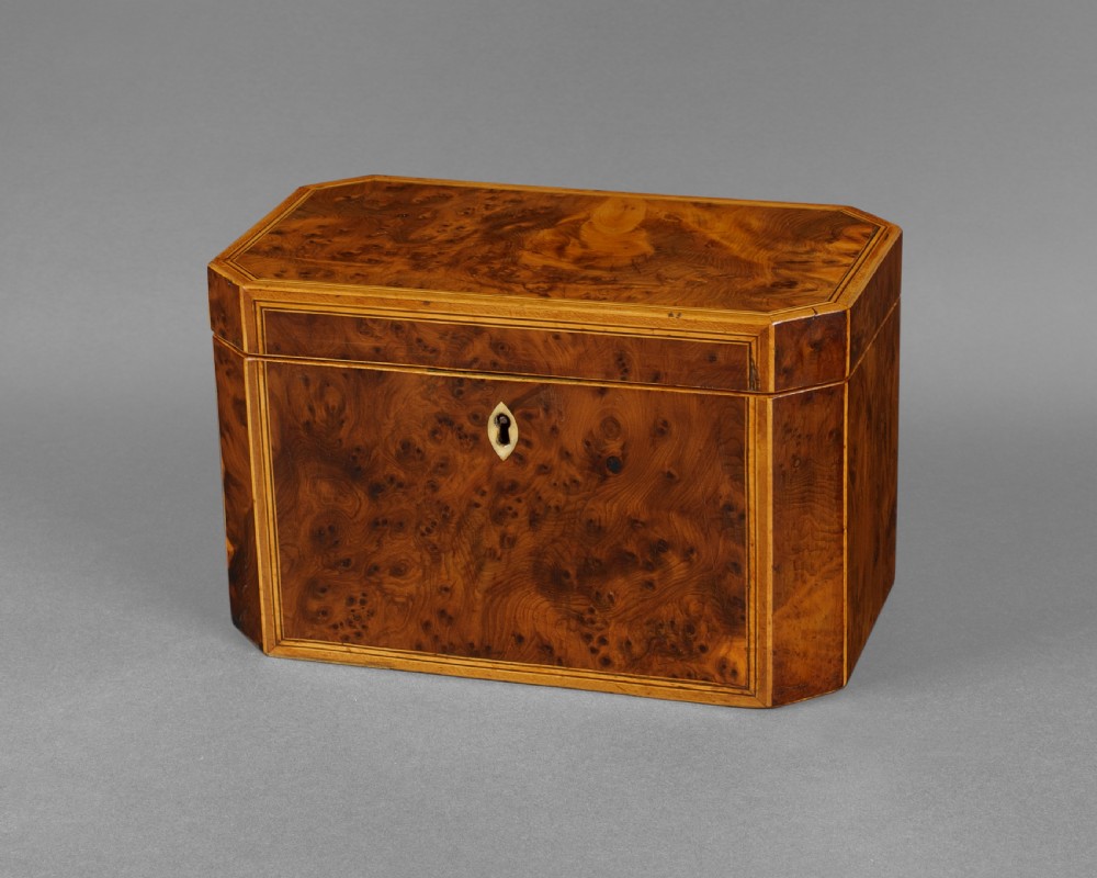 George III Period Burr Yewwood Tea Caddy