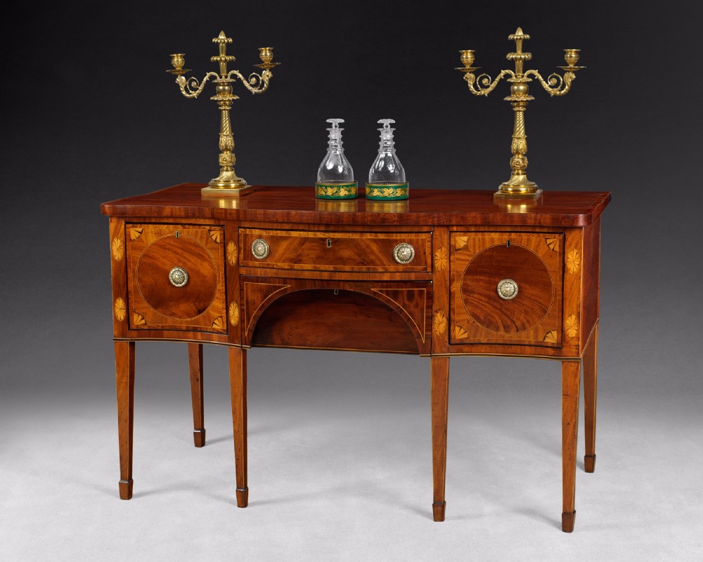 George III inlaid Mahogany serpentine fronted small Sideboard