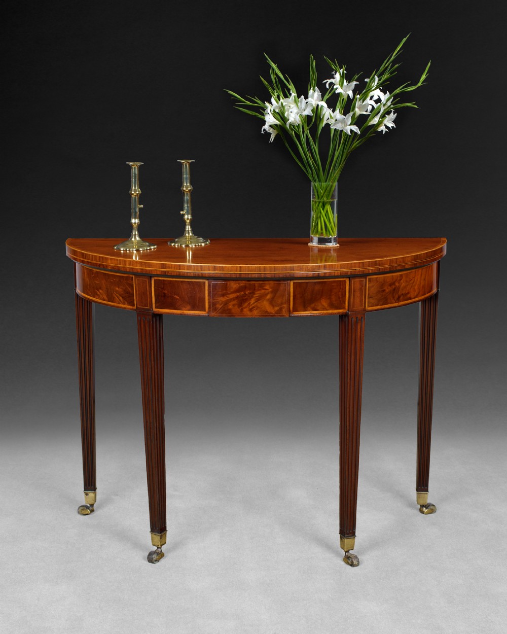 George III inlaid Mahogany Demi-lune Tea Table