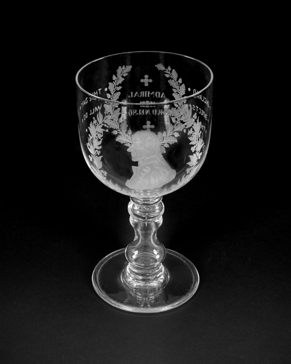 Large engraved Nelson commemorative goblet 