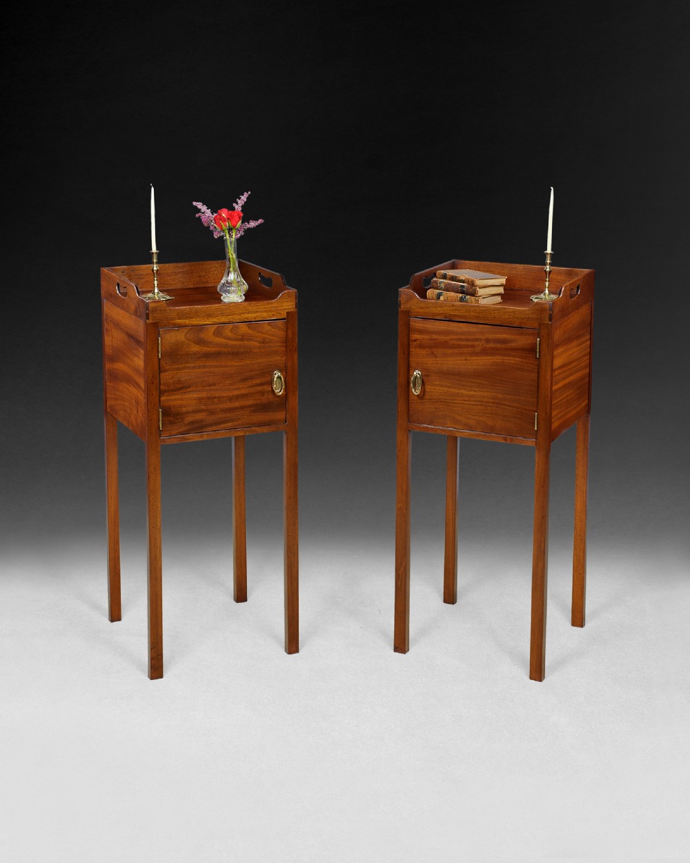 Rare pair of George III Mahogany Bedside Cabinets