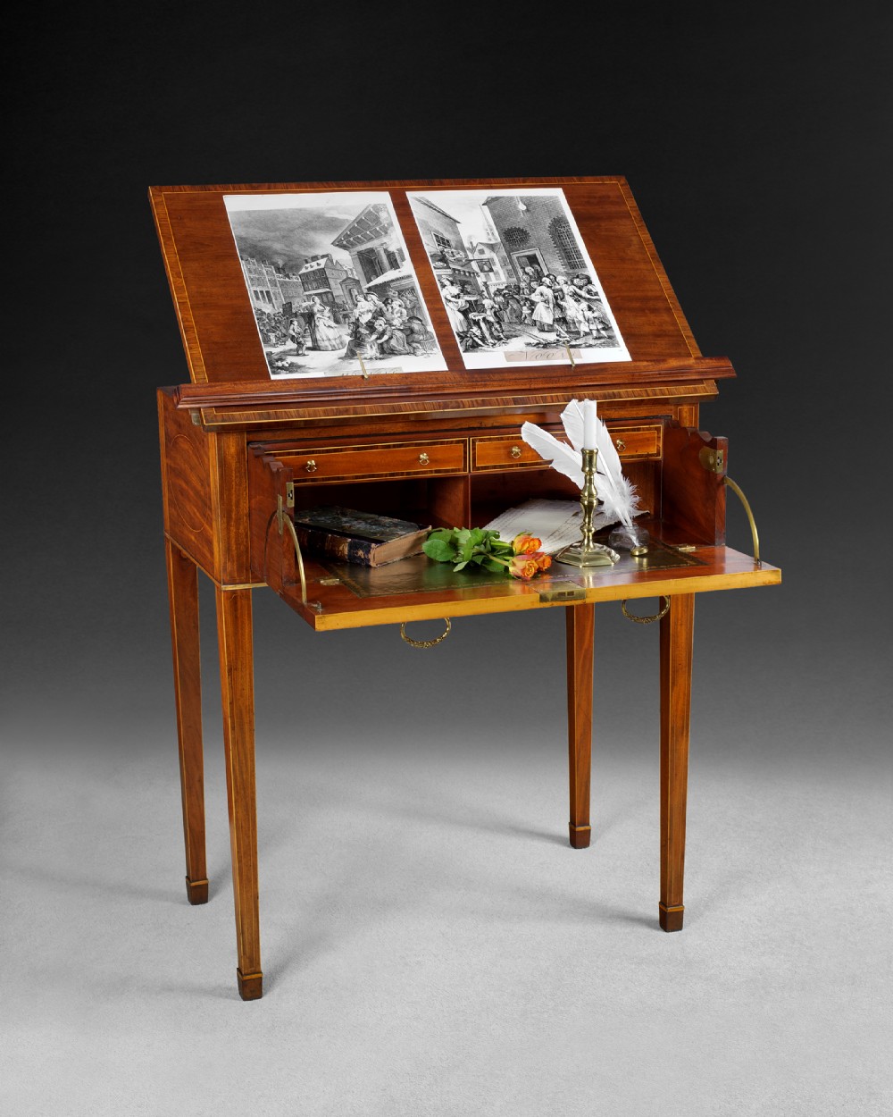 George III period Mahogany secretaire reading table