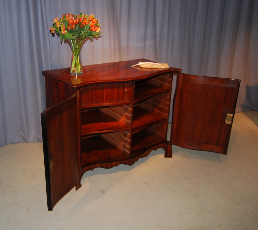 George III flame figured Mahogany Bombe Commode with ebony mouldings View II
