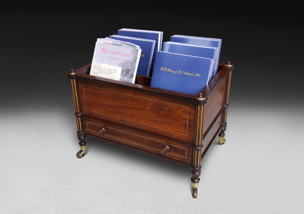 Regency Rosewood and Brass Inlaid Canterbury