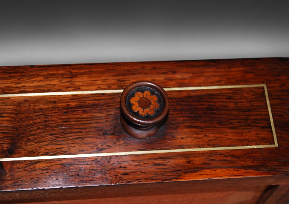 Regency Rosewood and Brass Inlaid Canterbury View IV