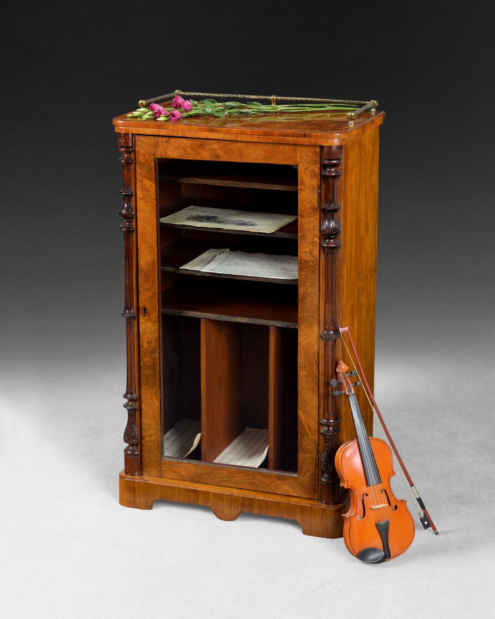 Mid 19th. century Burr Walnut Music or Folio Cabinet