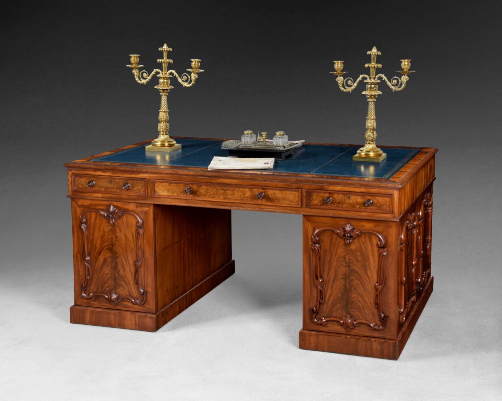 19th Century Mahogany Partners’ Pedestal Desk 