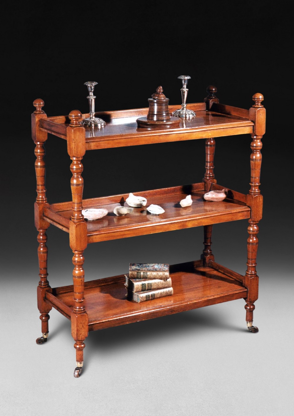  William IV Period turned Walnut Etagere