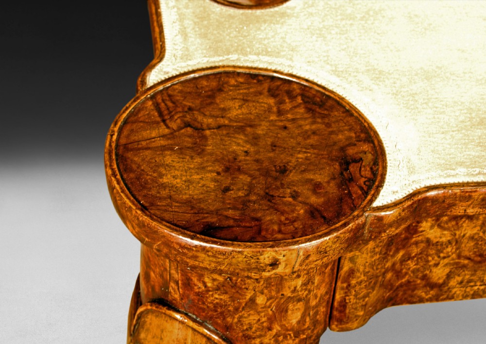 George II Burr Walnut and feather banded card table  View IV