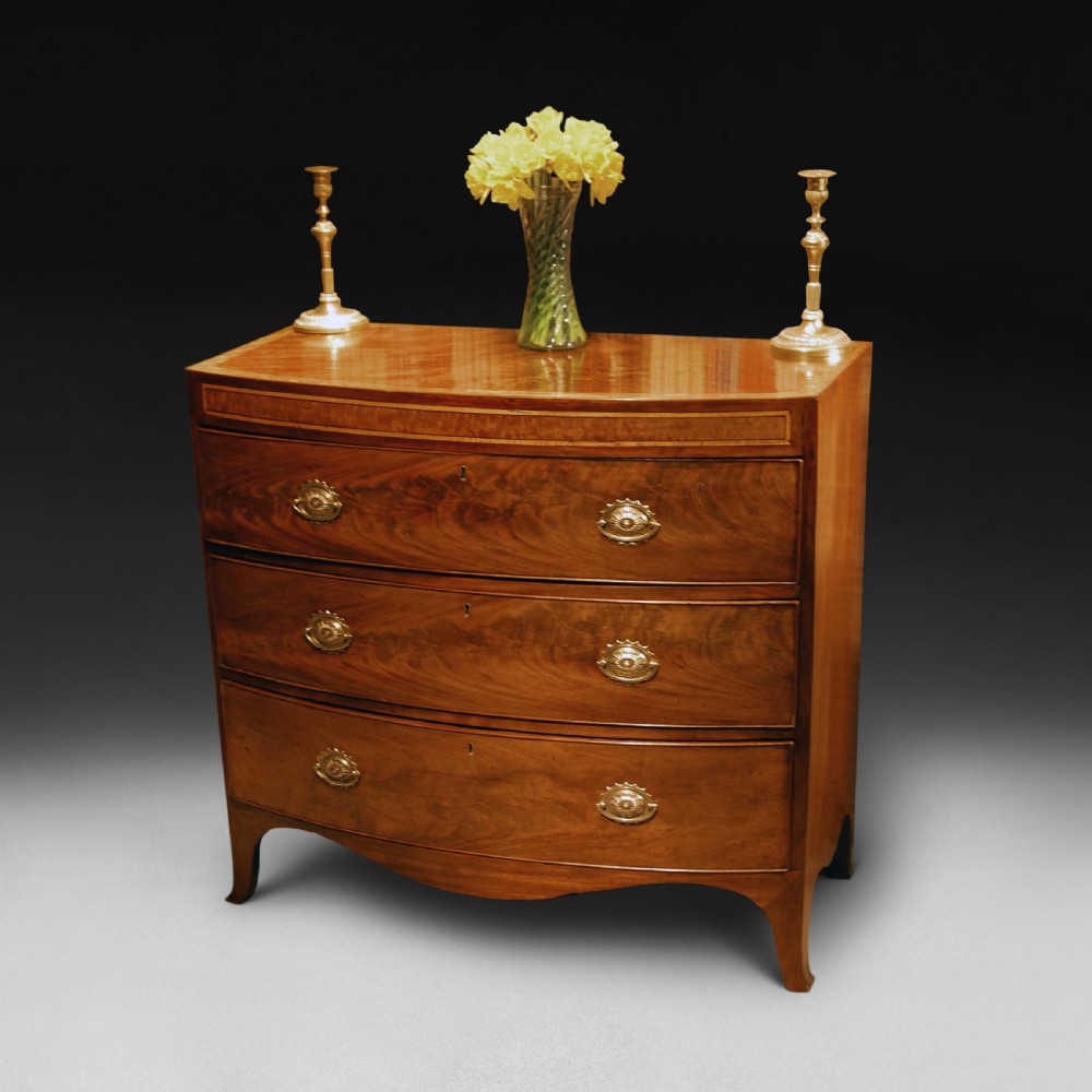 George III Period Mahogany .Caddy-topped Bow Fronted Chest of drawers