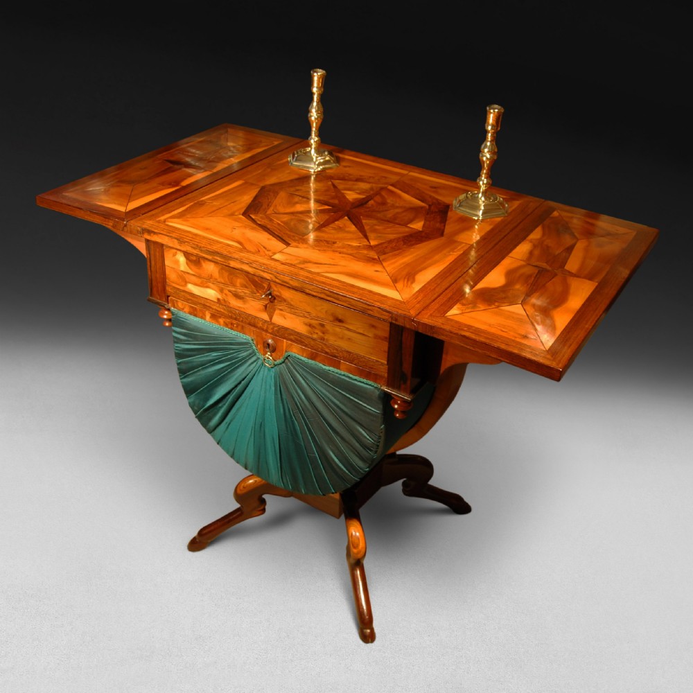 Regency Parquetry Inlaid Rosewood twin flap worktable