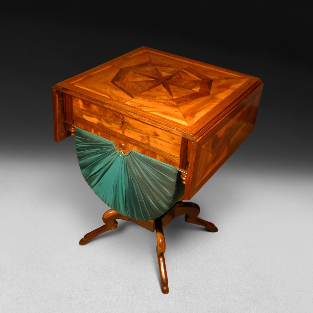 Regency Parquetry Inlaid Rosewood twin flap worktable View II