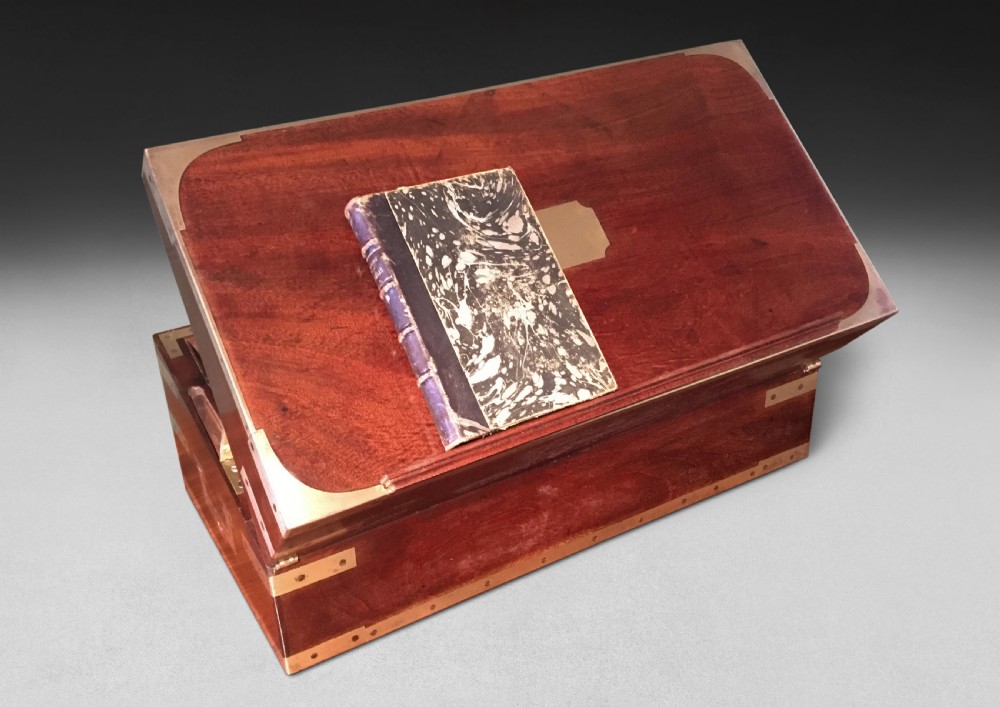 Georgian Mahogany Brass Bound Writing Slope with its original slope baton View V