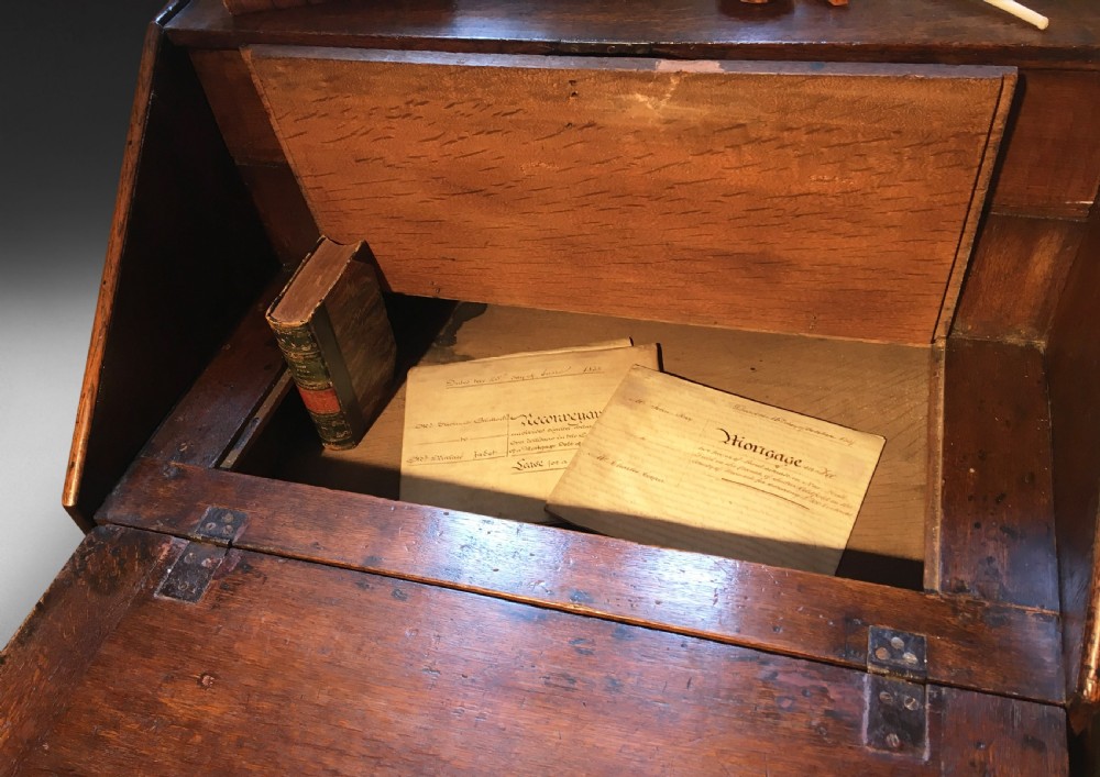 A charming and small Queen Anne Period Oak Bureau View IV