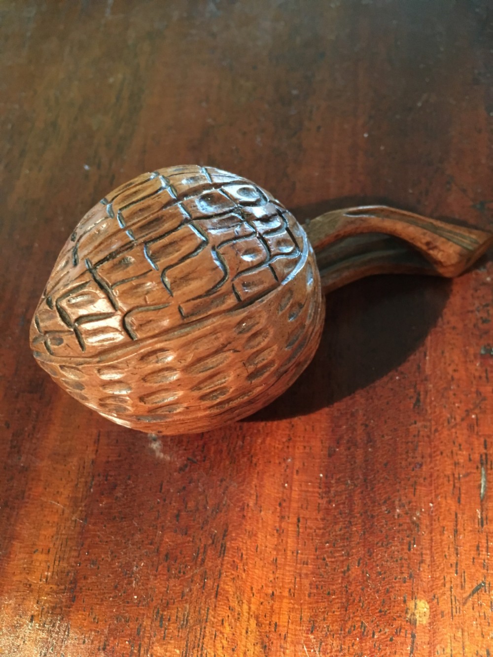 Small Walnut inkwell carved in the shape of a walnut