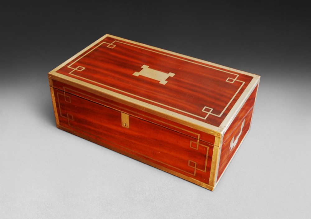 Regency Period Mahogany and Brass Bound Campaign Writing Box