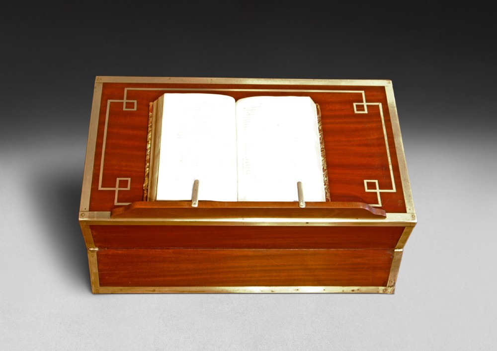 Regency Period Mahogany and Brass Bound Campaign Writing Box View III