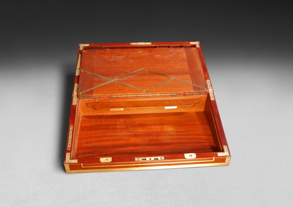 Regency Period Mahogany and Brass Bound Campaign Writing Box View IV