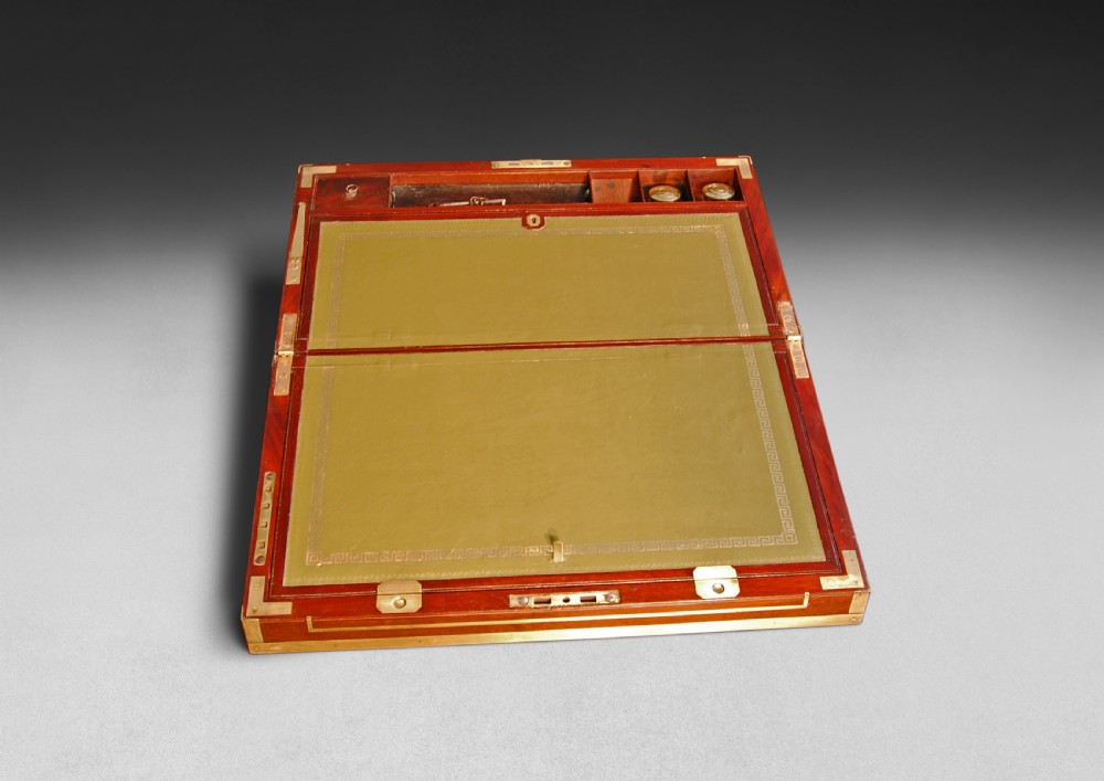 Regency Period Mahogany and Brass Bound Campaign Writing Box View VI