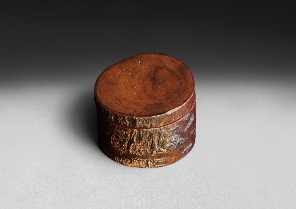 Novelty inkwell made from a slice of a tree branch