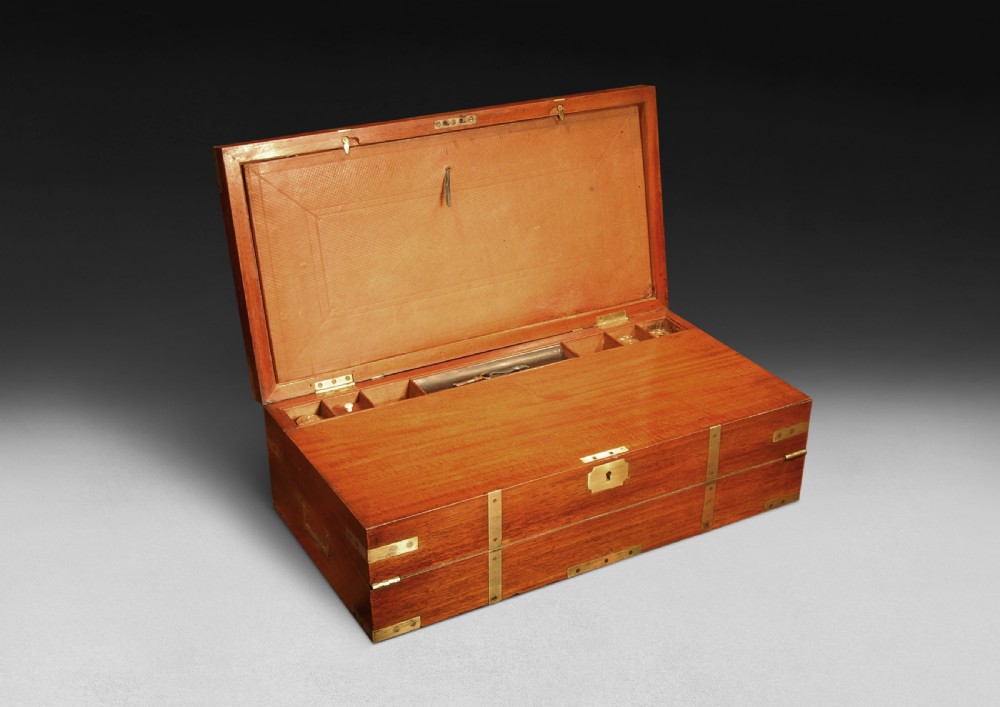Mid-19th Century Teak and Brass bound Campaign Writing Box View II