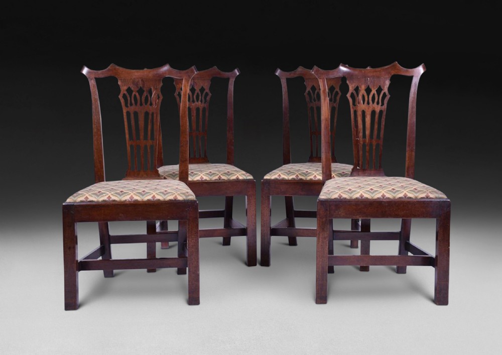 Set of four Chippendale period Mahogany Dining Chairs