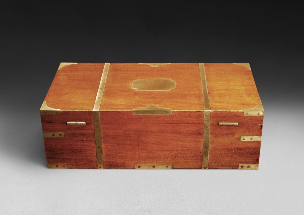 Mid-19th Century Teak and Brass bound Campaign Writing Box View II
