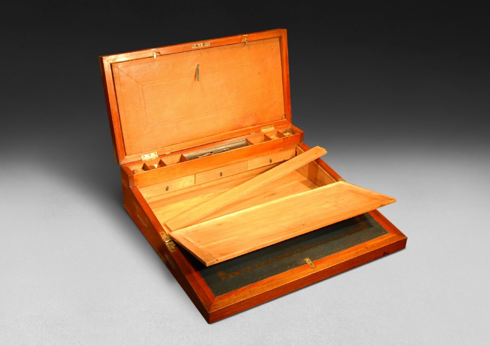 Mid-19th Century Teak and Brass bound Campaign Writing Box View VIII