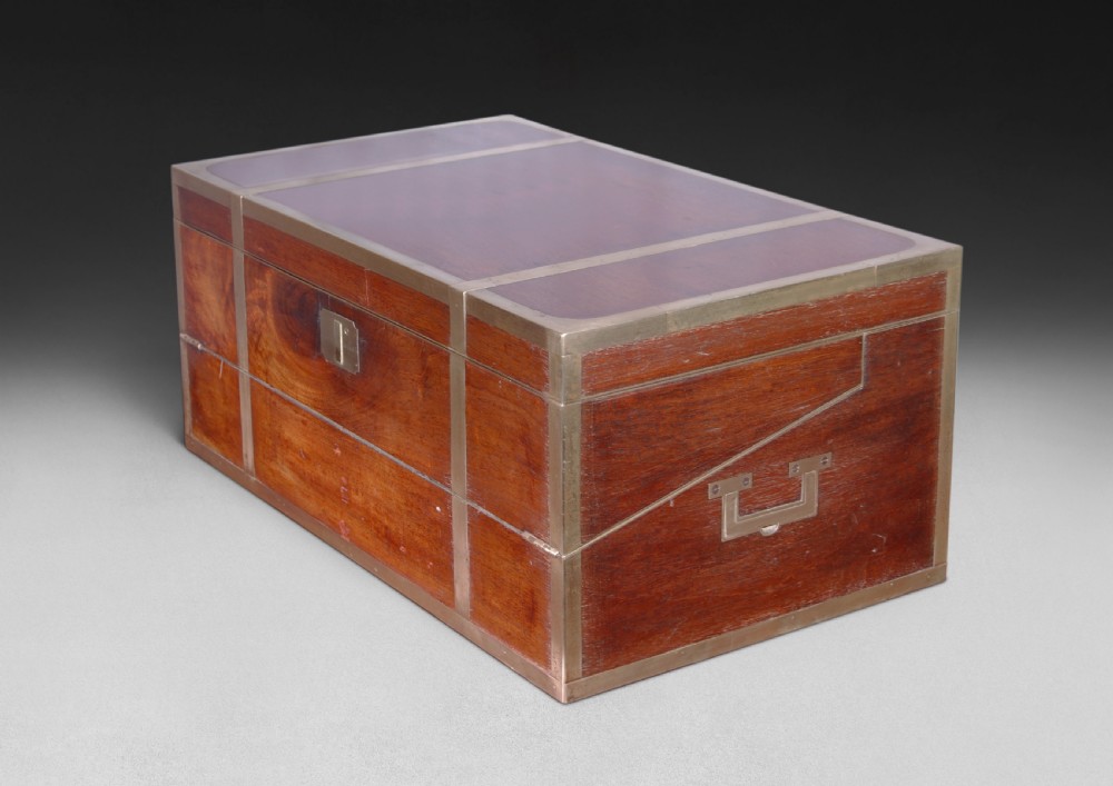 C.19th Teak and Brass bound Campaign Writing Slope View III