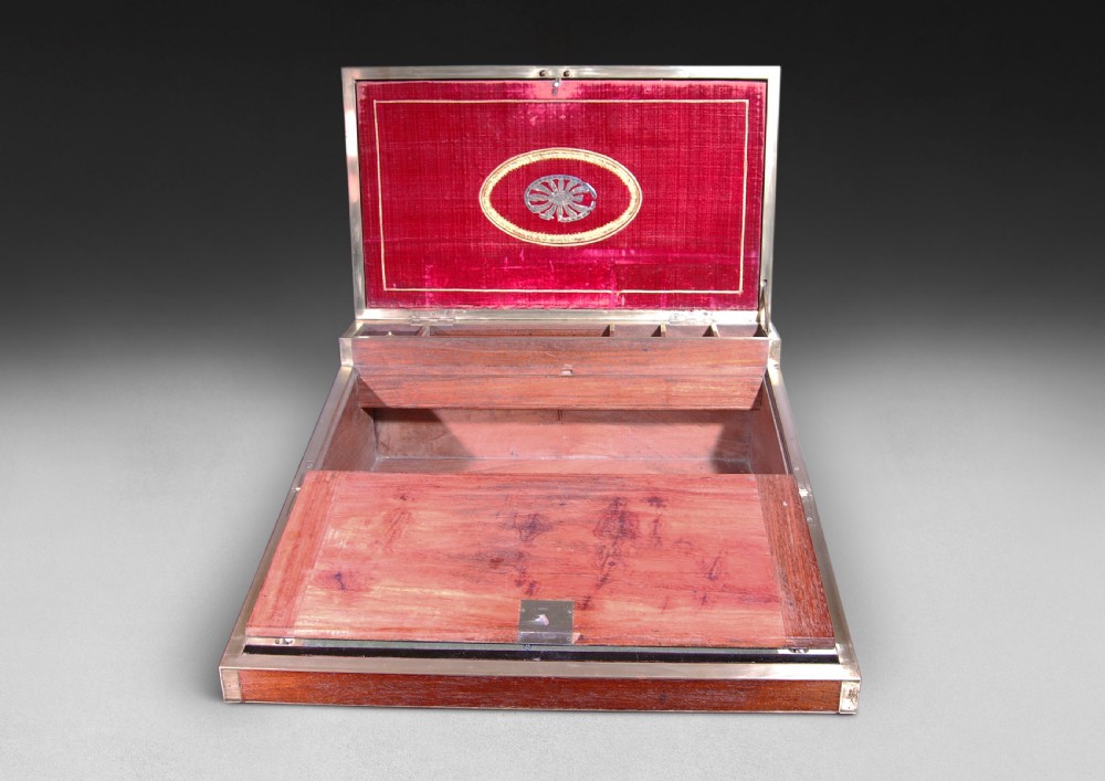C.19th Teak and Brass bound Campaign Writing Slope View V