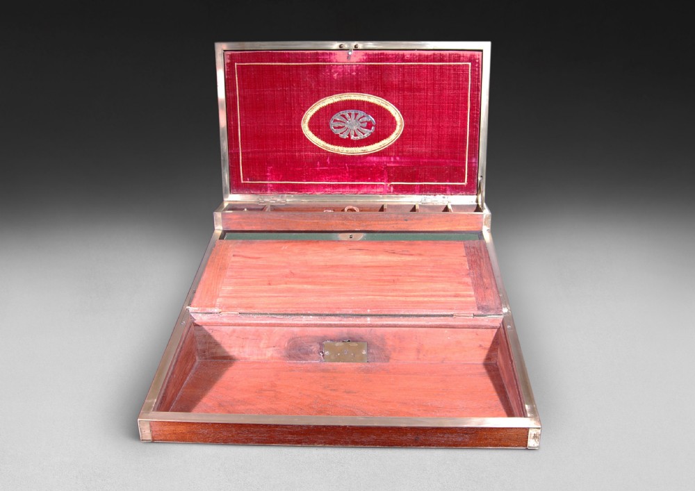 C.19th Teak and Brass bound Campaign Writing Slope View VI