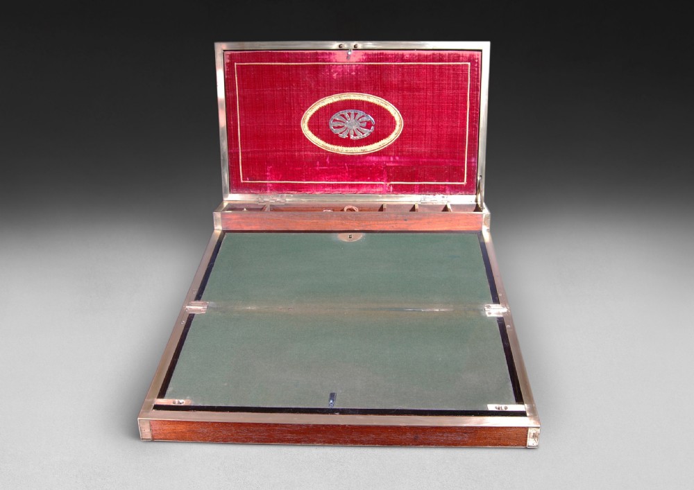 C.19th Teak and Brass bound Campaign Writing Slope View VII