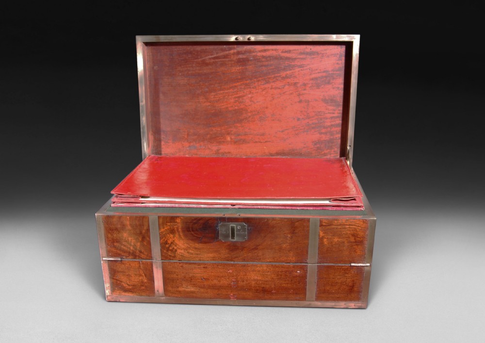 C.19th Teak and Brass bound Campaign Writing Slope View VIII