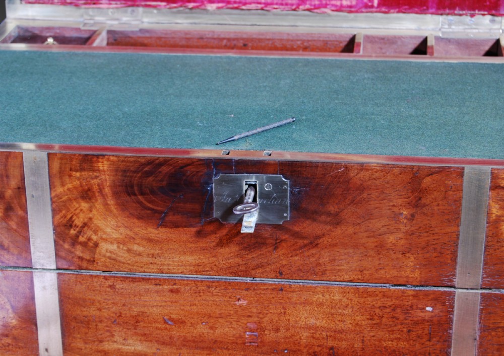 C.19th Teak and Brass bound Campaign Writing Slope View IX
