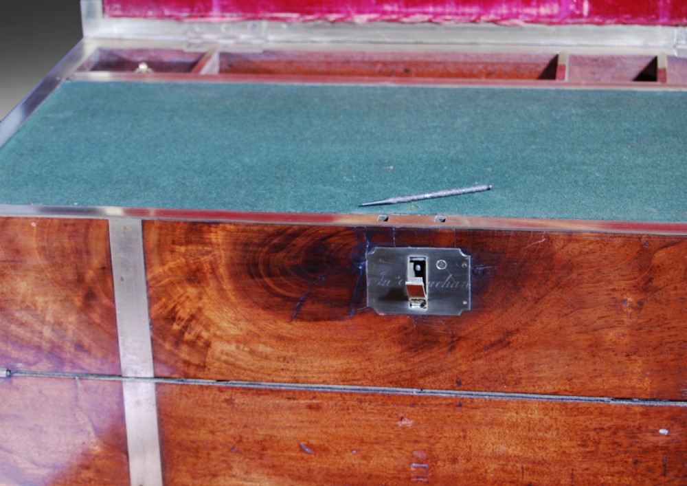 C.19th Teak and Brass bound Campaign Writing Slope View X