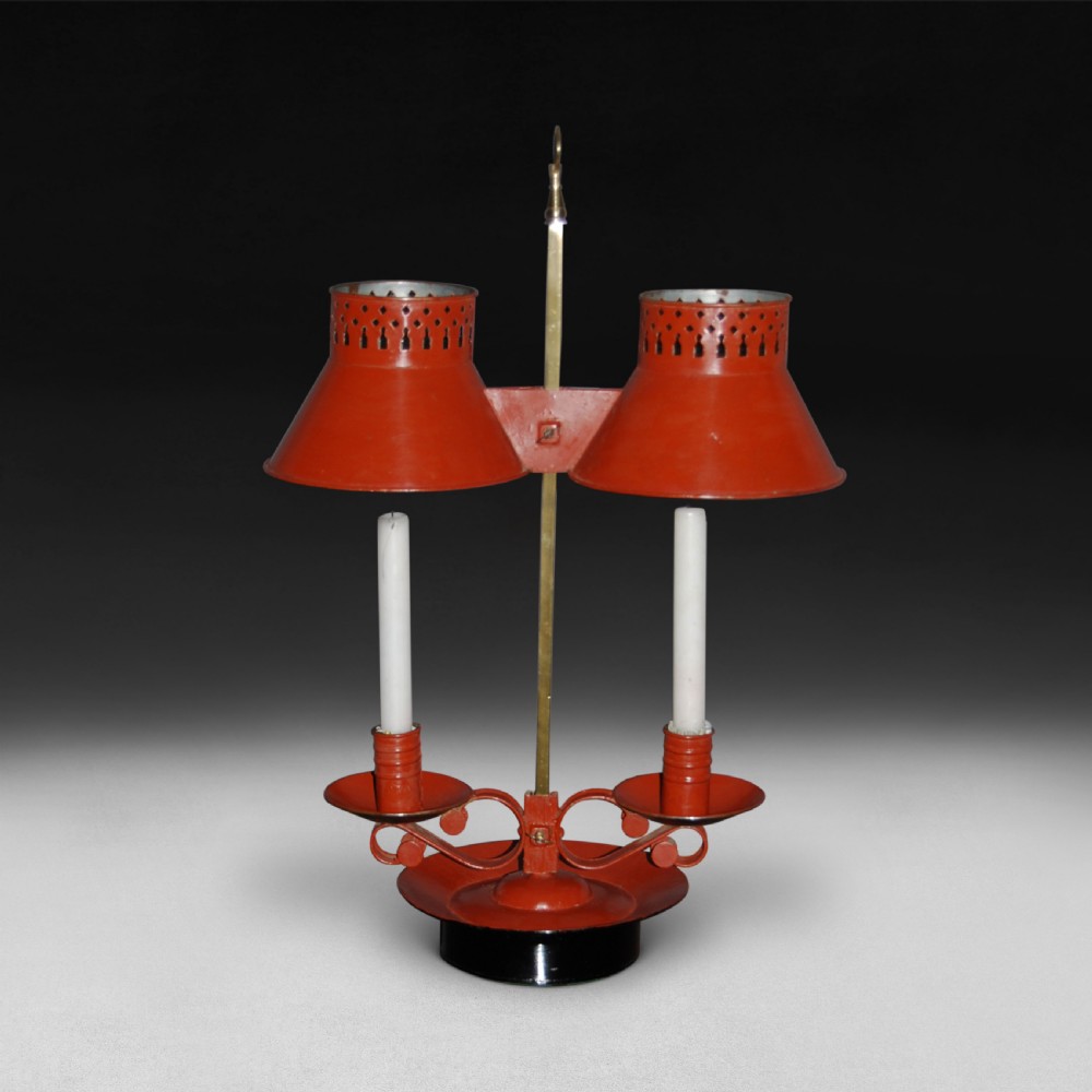 Tole-peinte and Brass double desk lamp 