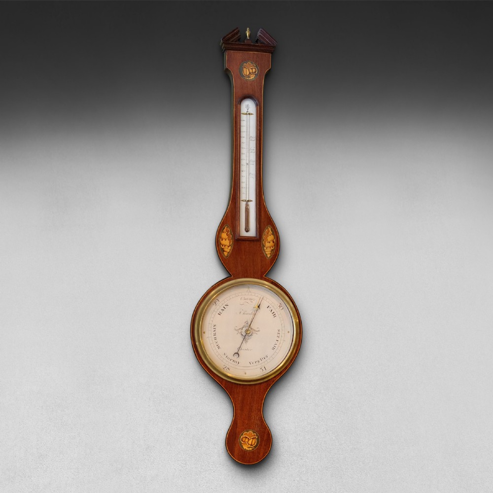 Geo III Mahogany Wheel Barometer - A.Rivolta, Chester