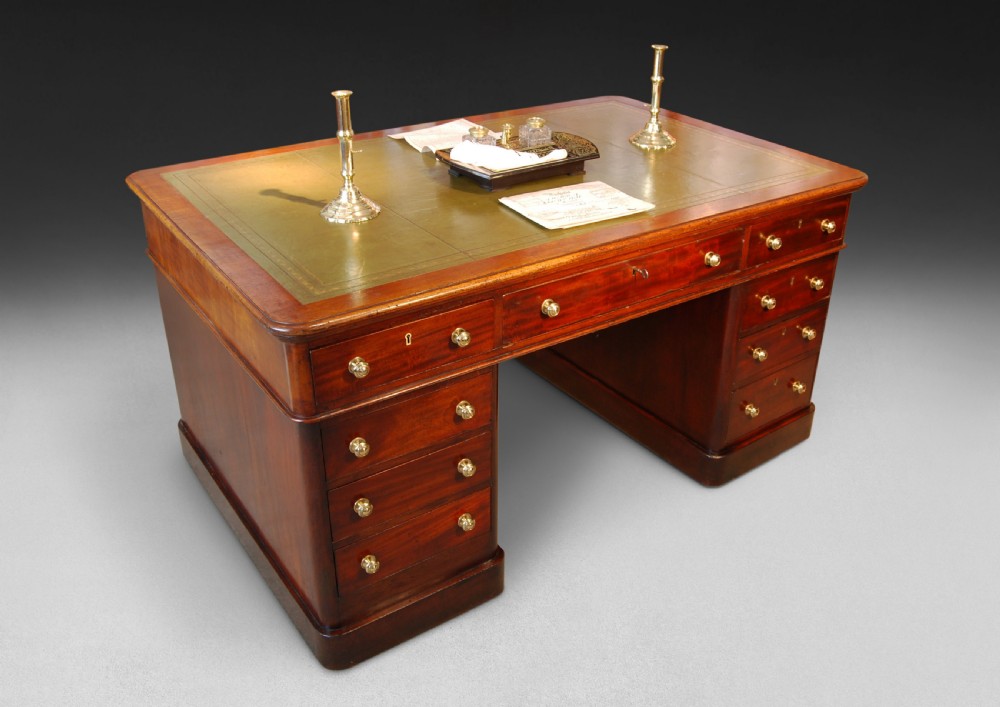 Mid 19th century Mahogany Partners Pedestal Desk View II