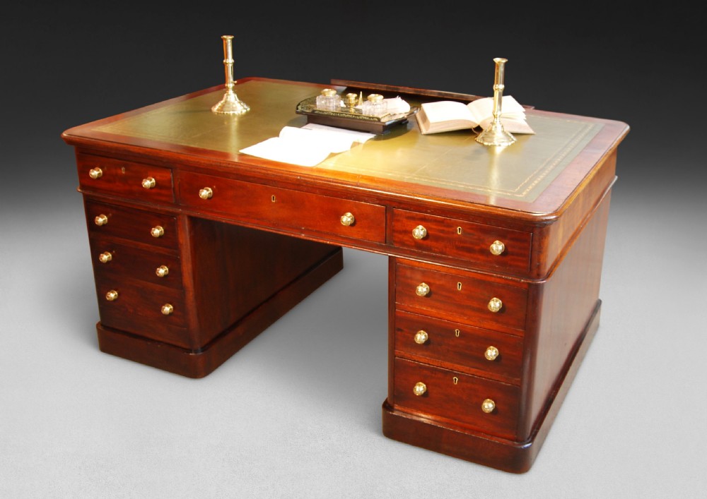 Mid 19th century Mahogany Partners Pedestal Desk View III