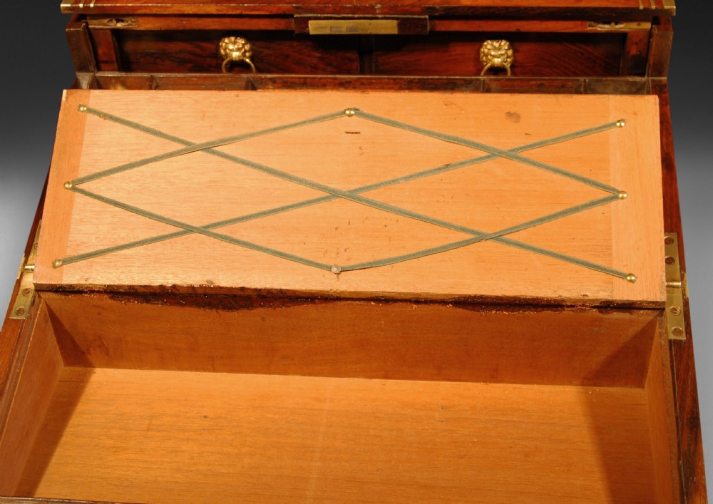 Rosewood and Brass Inlaid Regency Campaign Writing Slope View VIII