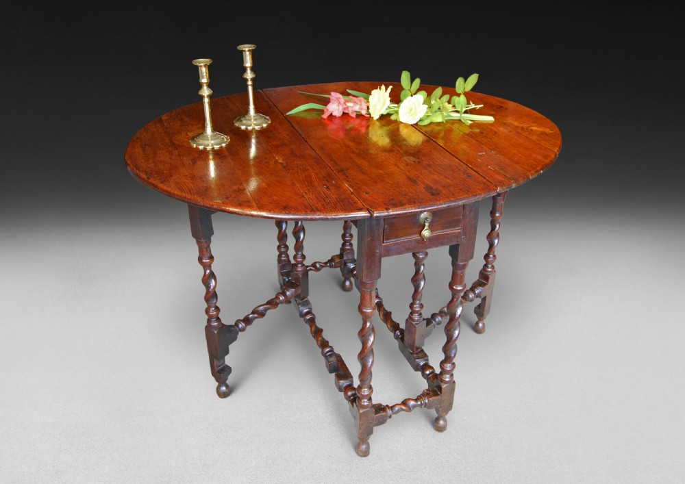 Charles II period solid Walnut Gateleg Table