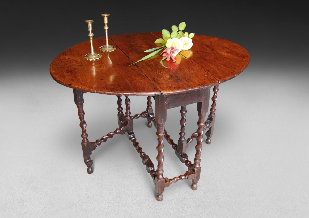 Charles II period solid Walnut Gateleg Table View II
