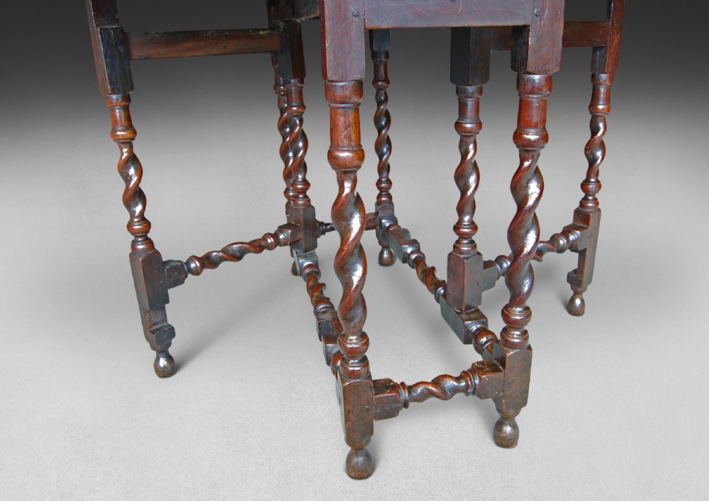 Charles II period solid Walnut Gateleg Table View VII