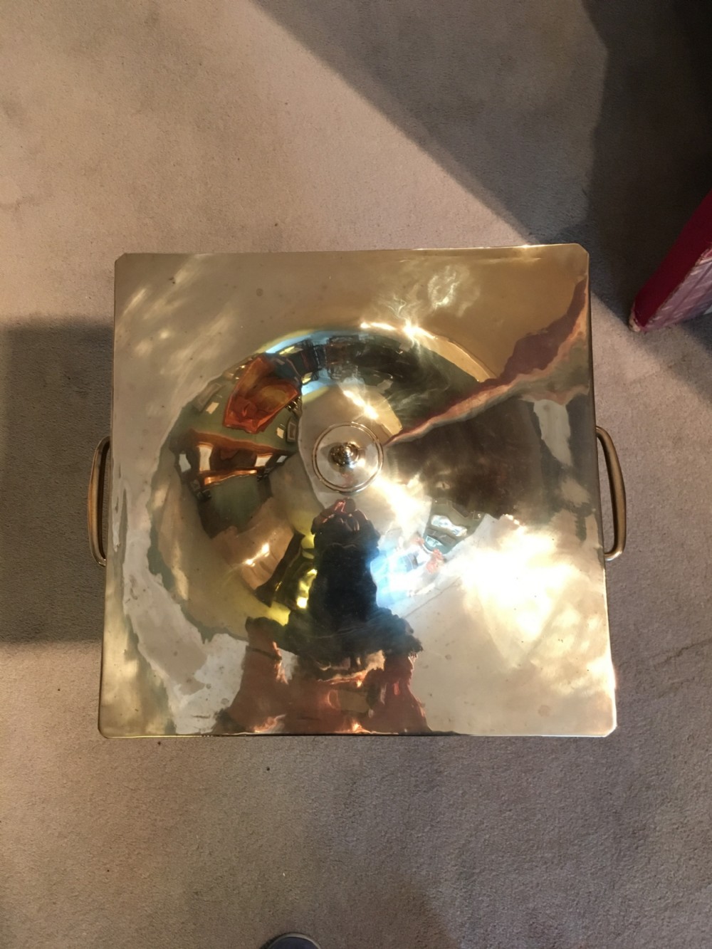 Square Brass Lidded Coal Bucket by Tonks View III