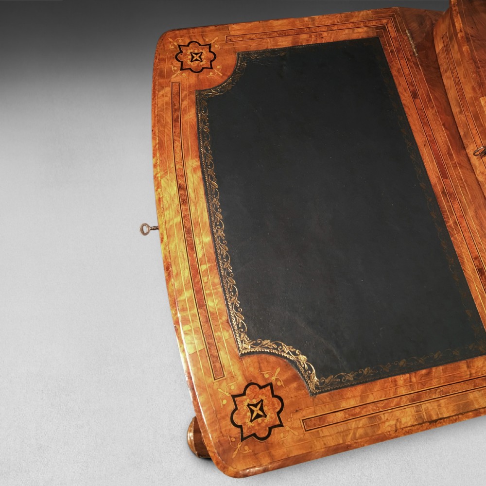 A Victorian inlaid Walnut and Crossbanded Davenport View III