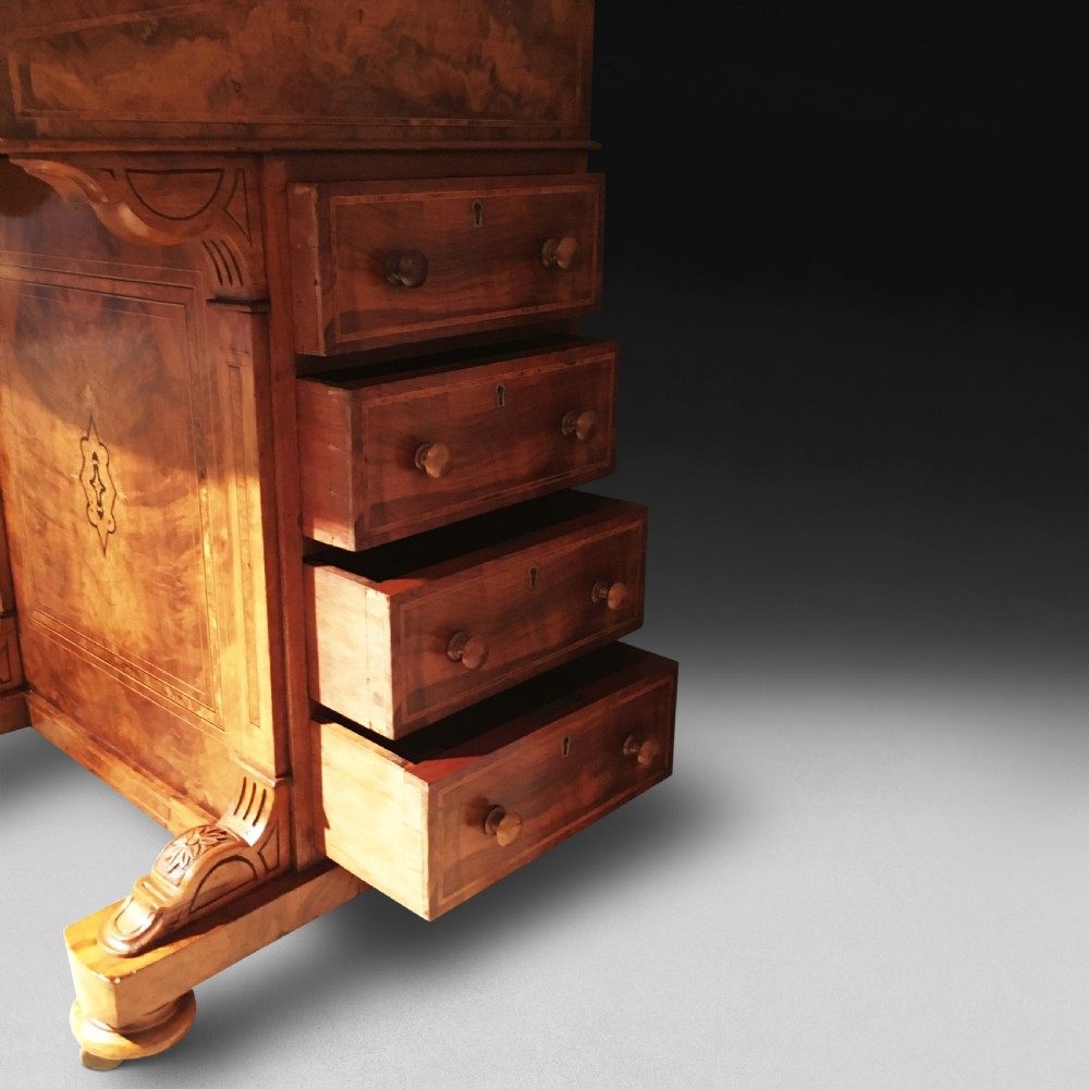 A Victorian inlaid Walnut and Crossbanded Davenport View XI