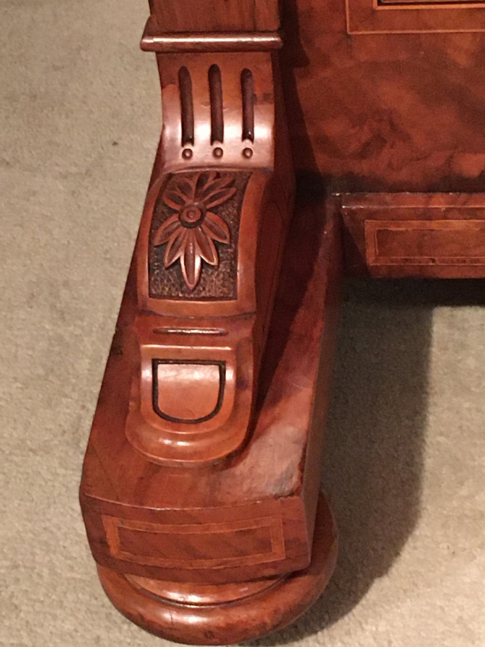 A Victorian inlaid Walnut and Crossbanded Davenport View XIII
